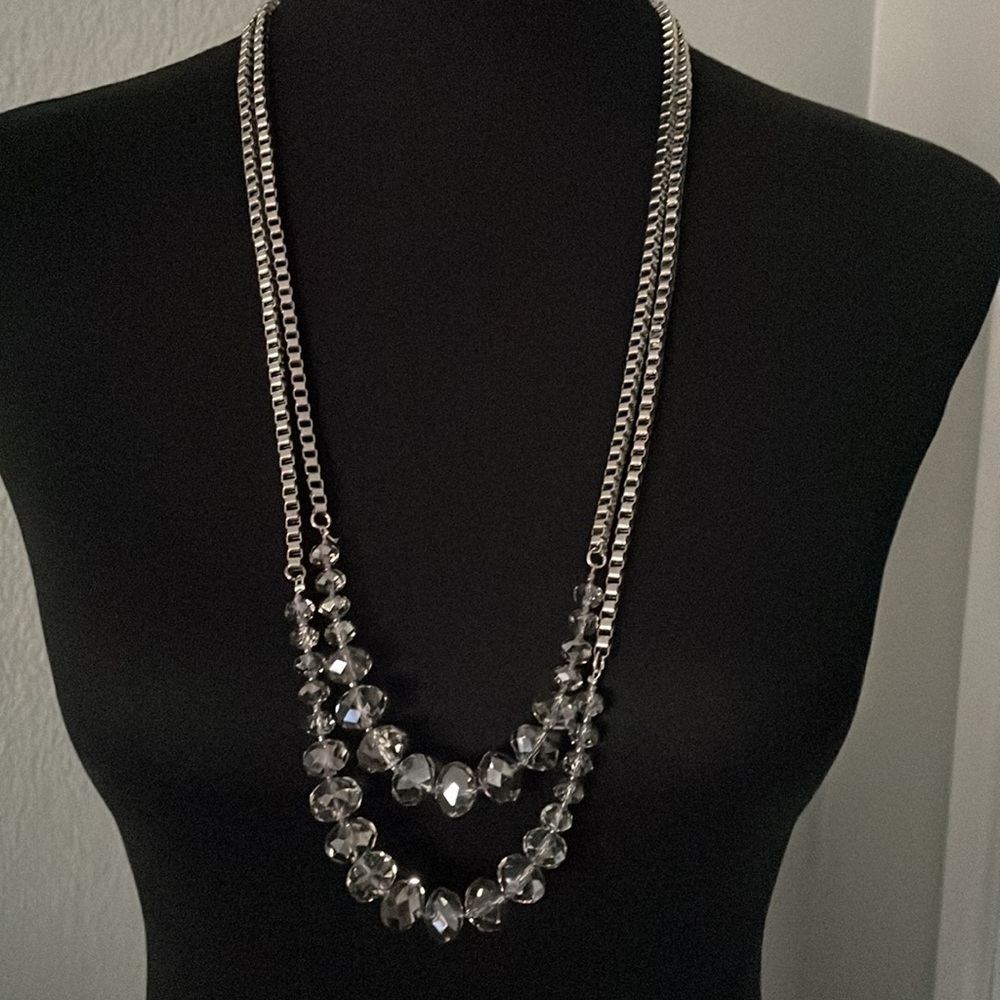 Silver chain necklace with matching bracelet
